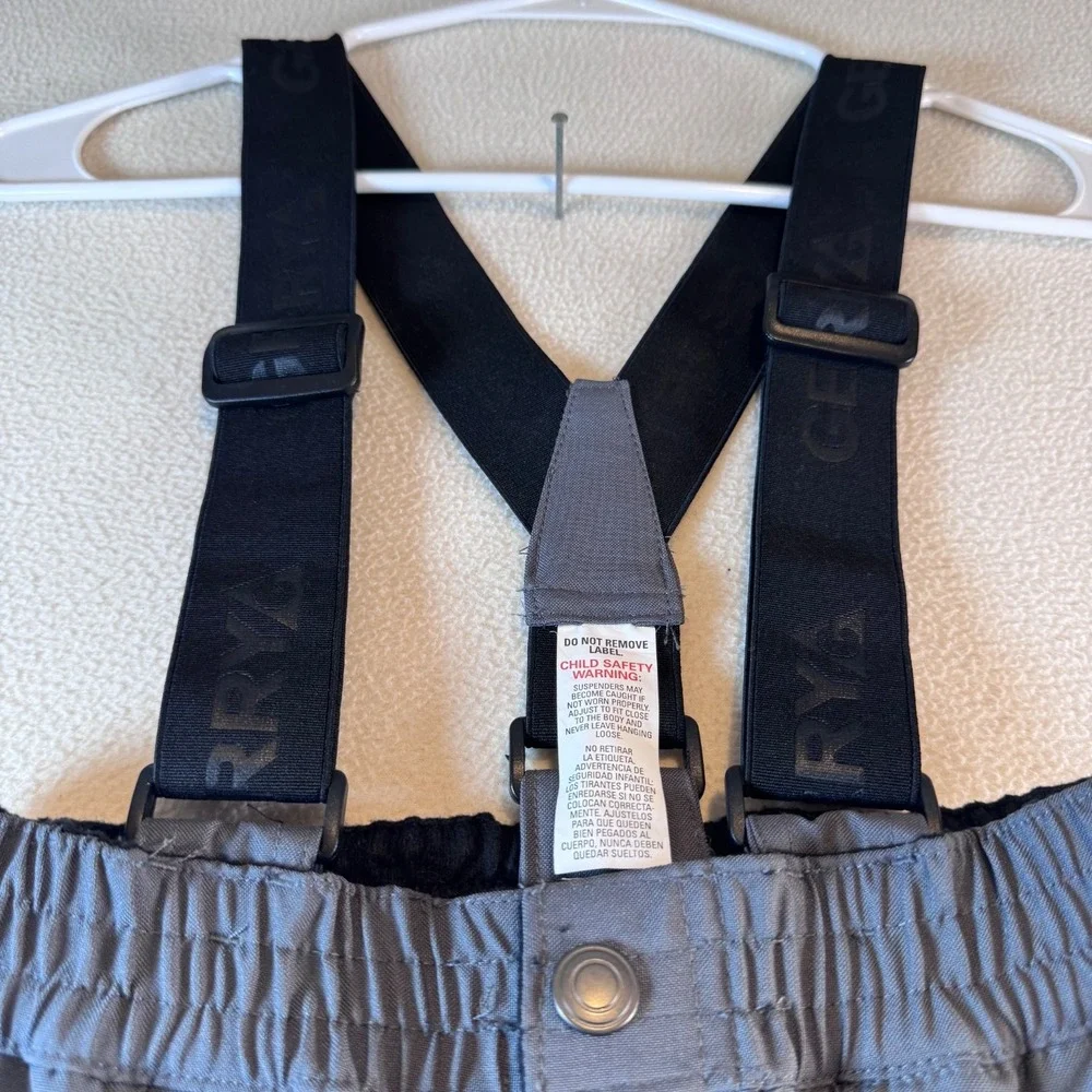 Gerry Snow Bibs Kids Size S 7/8 Gray Insulated Ski Pants Adjustable Suspenders